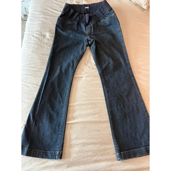 Gap Maternity Long & Lean jeans Size 10 Dark Wash Denim Elastic Waist - Picture 1 of 4